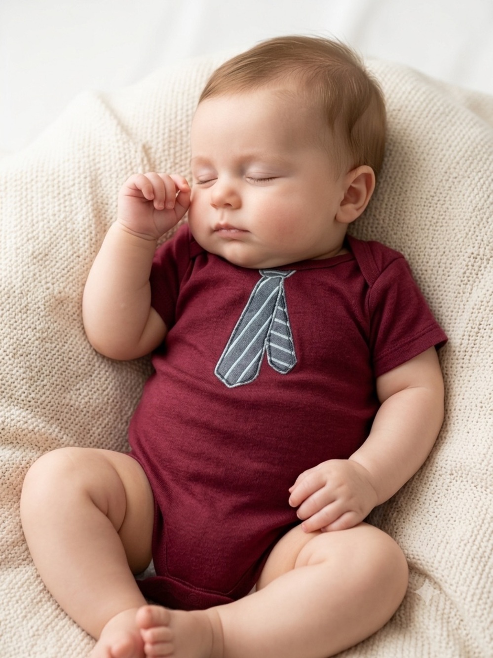 🎉 (6-9m) Circo Baby Boy Burgundy Short Sleeve Bodysuit | Faux Necktie Graphic